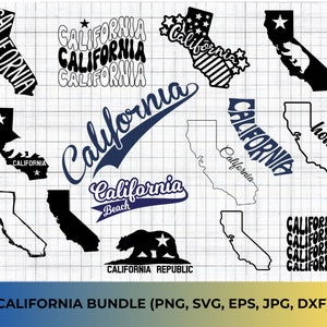 California SVG Bundle, California Map SVG, California Beach Clipart, California State SVG, Cricut Cut File, png, eps, dxf, jpg