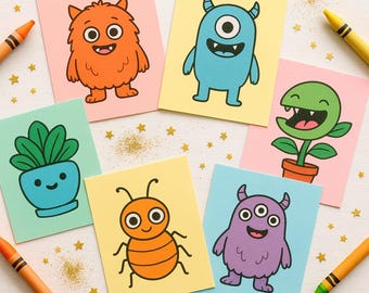 Cute Monster SVG Bundle| Kids Alien Bundle | Monsters, Plants and Bugs | PNG DxF EPS | Cute Alien SVGs for Nursery Decor, Shirts & Stickers