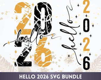 Hallo 2026 SVG-ontwerp | Gelukkig Nieuwjaar 2026 Svg Png Dxf Eps | Hallo 2026 gesneden bestand | Ontwerp nieuwjaarsshirt | SVG-bundel nieuwjaar 2026