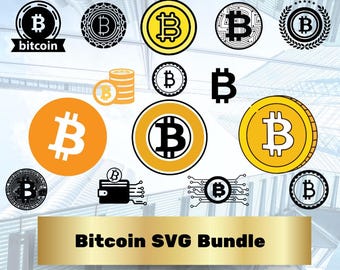 Op Bitcoin-logo geïnspireerd SVG-pakket | Clipart cryptomunten | Cryptocurrency-silhouetbestanden | Svg Png Jpg Eps Dxf Bundel
