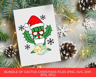 Cactus Santa SVG, Christmas Clipart, Merry Xmas, Southwest Digital Art Instant Download