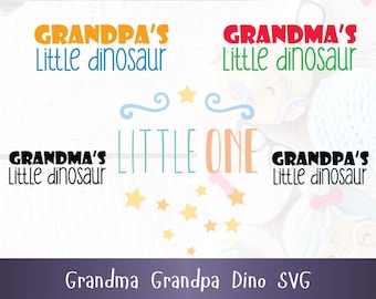 Oma + opa kleine dinosaurus SVG | Leuke familie dinosaurus SVG-bundel | Cricut & silhouet | Svg Png Dxf Eps | Oma opa babydino