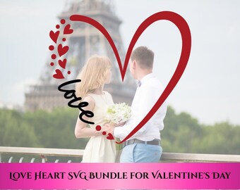 Valentijnsdag liefde hart SVG-bundel | Hart clipart-SVG | Romantisch DIY-shirt en mokontwerp | Cricut en silhouet Svg Png Eps Dxf