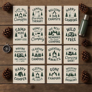 Camping Sublimation Set| 20 Outdoor Adventure Designs | Camper Shirt SVGs for Cricut | SVG PNG, JPG Outdoor Graphic Bundle for Cricut