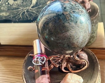 Self-Love Gift, Natural Perfume Blend, Rose Quartz Crystal Infused, Harmony Roller, Botanical Aromatherapy Roll-On