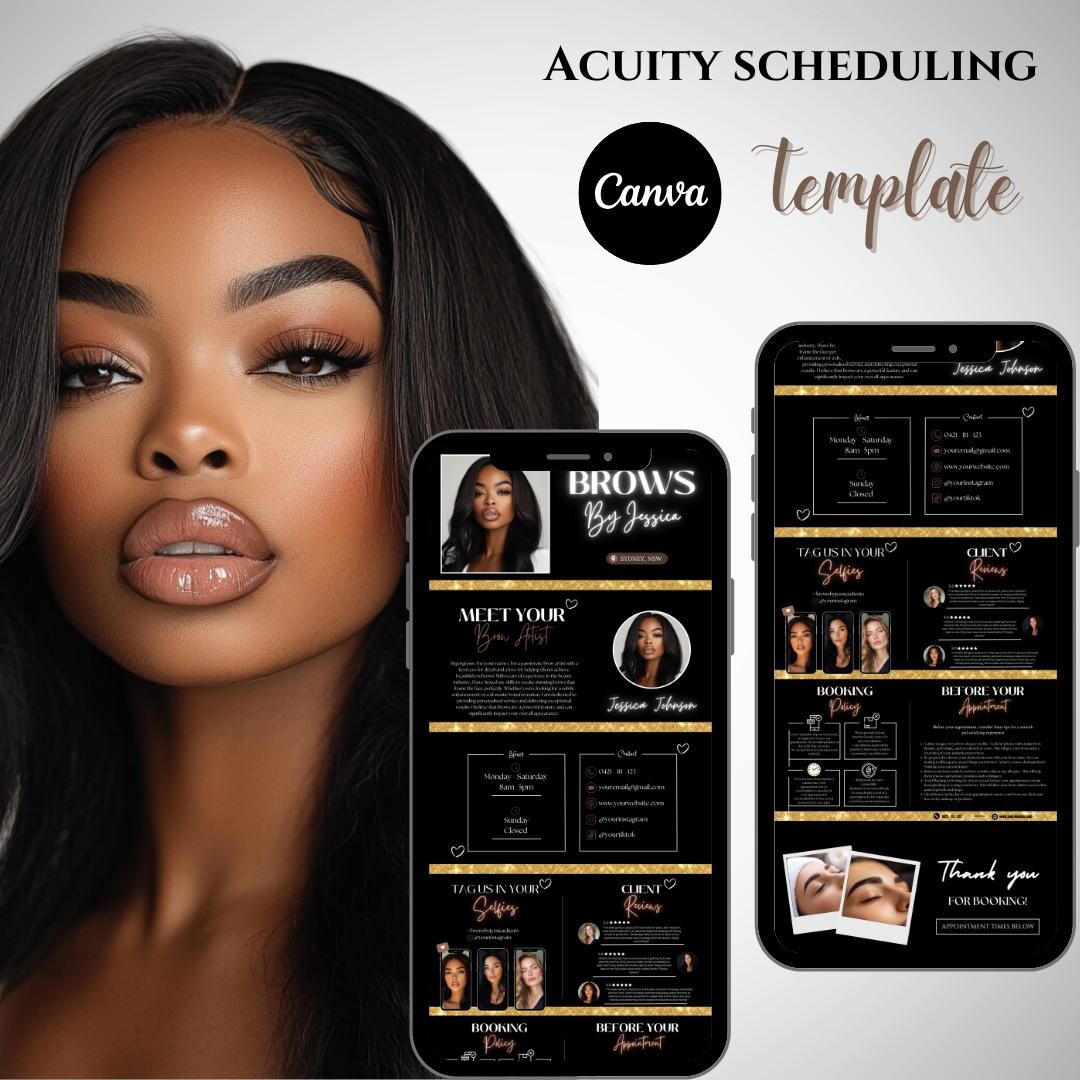 Brow Tech Acuity Scheduling Canva Template Editable Booking Site Lash ...