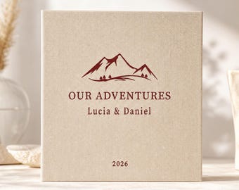 Personalized Linen Adventure Photo Album, Travel Scrapbook, Anniversary Keepsake