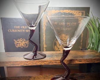 Lilly Zig Zag “Z” Stemmed Cocktail Glasses: Set of Two