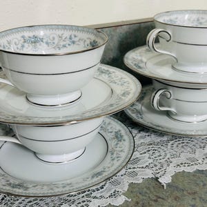 Noritake “Colburn” Japan 6107 Four Saucer & Teacup Sets