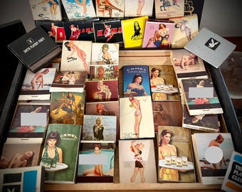 Mature Vintage Pinup Girl Matchbooks – 3 Unstruck Unused Advertising Matchbooks