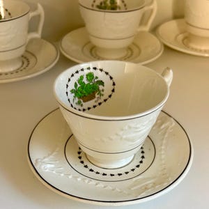 Taza de té y platillo vintage Copeland Strode - Diseño de hojas - Fabricado en Inglaterra