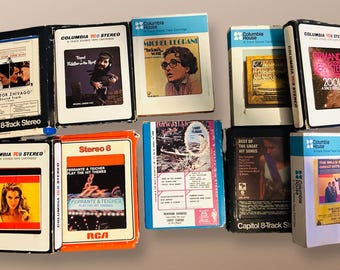 Eight 8-Track Tapes w Covers: Versatile Collection