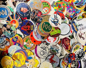 85 POGs w Two Slammers + Container - 90 ’s POGs - All Brands
