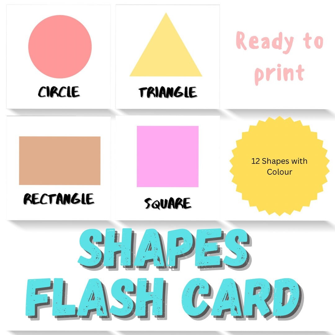 12 Rainbow Shapes Flash Cards Preschool Materials Homeschool - Etsy