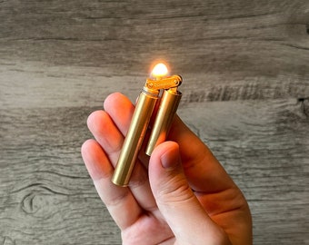 Handmade Brass Kerosene Lighter Vintage Retro Zippo Style Refillable Pocket Lighter, Collectible