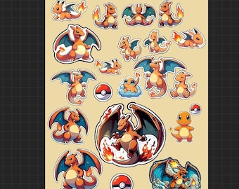 ルカリオポケモン風犬用ステッカーシート - DIY PNGレターサイズ簡単