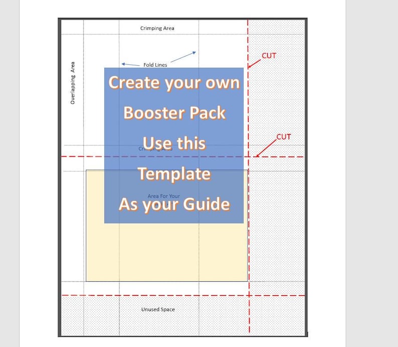 Booster Cut Booster Pack DIY Template PDF With Fold and Cut Guides Pokemon Pack ...