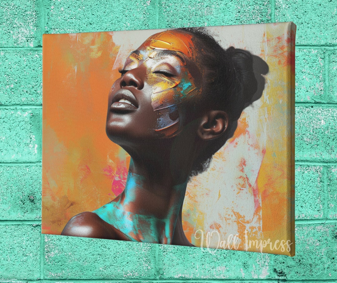 African American Woman Wall Art Canvas Painting Afrocentric Love