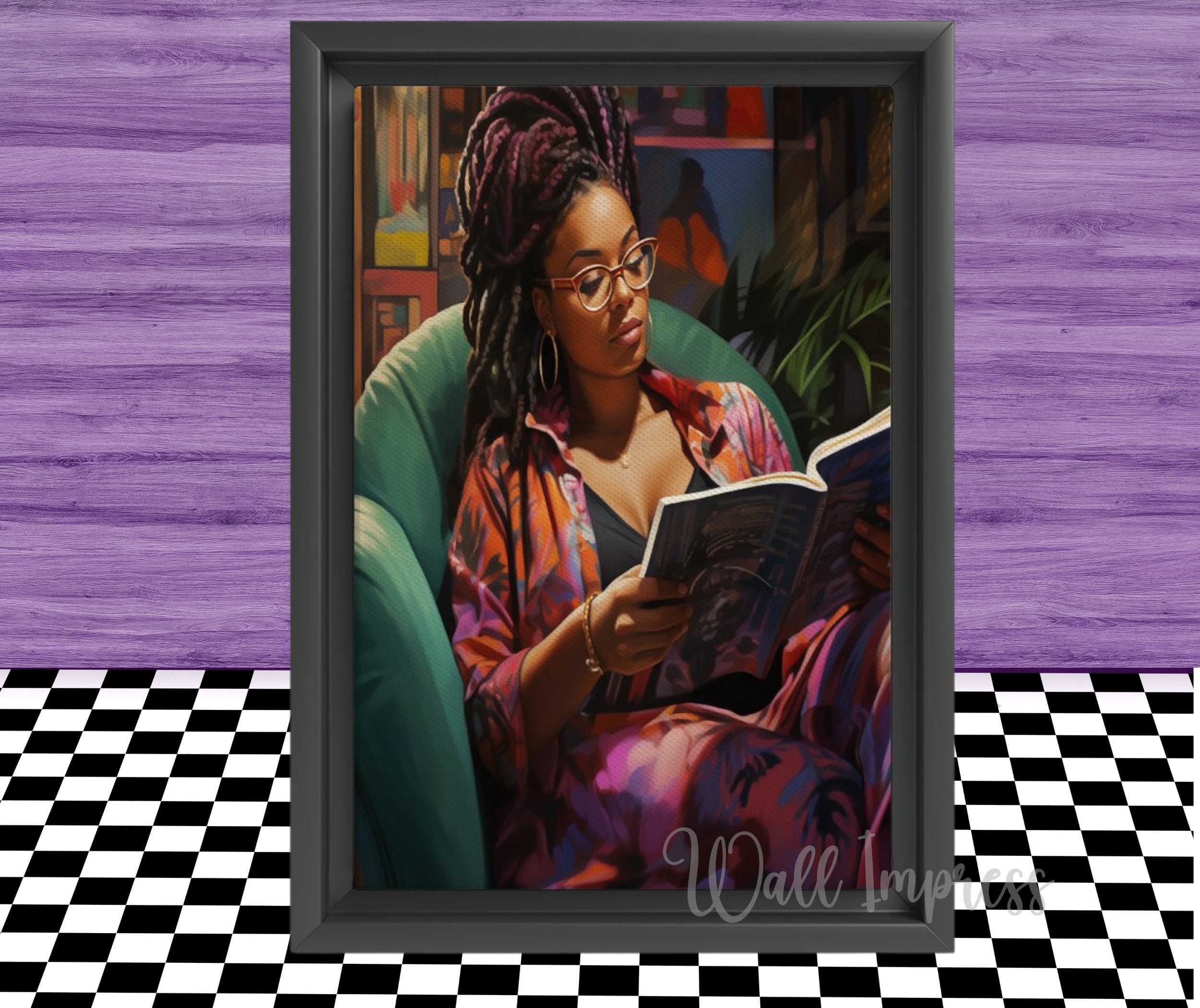 Black Girl Reading African American Wall Art Canvas Woman Painting ...
