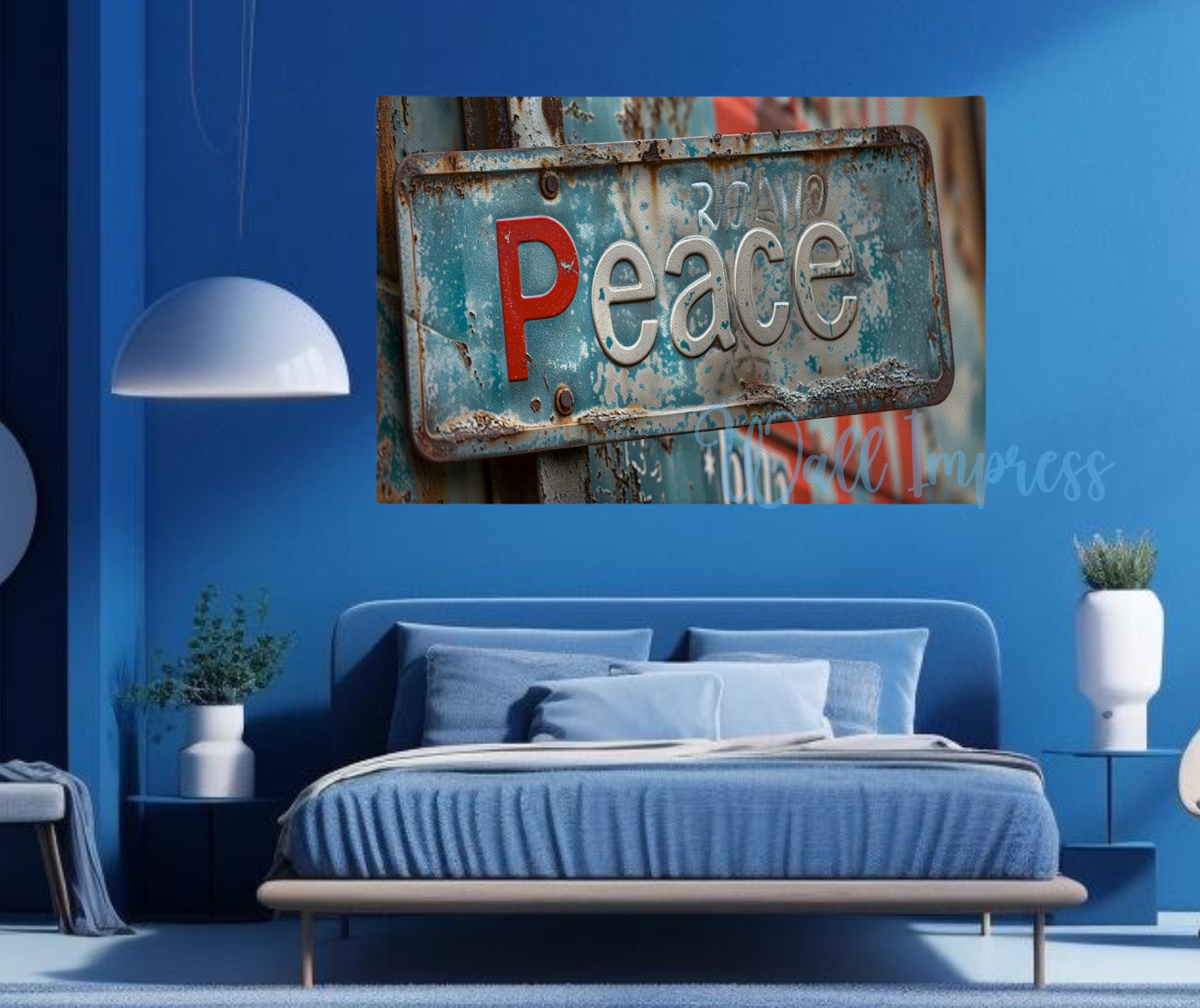 Peace Street Sign, Urban Wall Art African American Wall Art Canvas