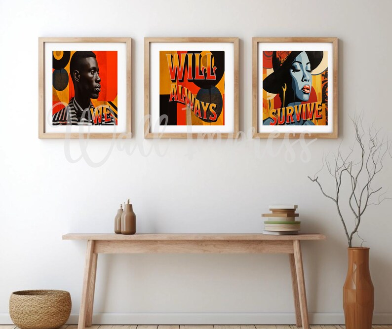 African American Printable Art, 3 Piece Wall Art Printable Sets of ...