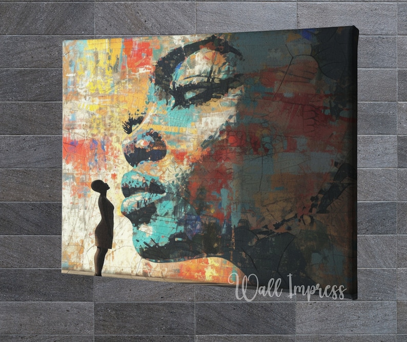 African American Woman Wall Art Canvas Painting Abstract Afrocentric