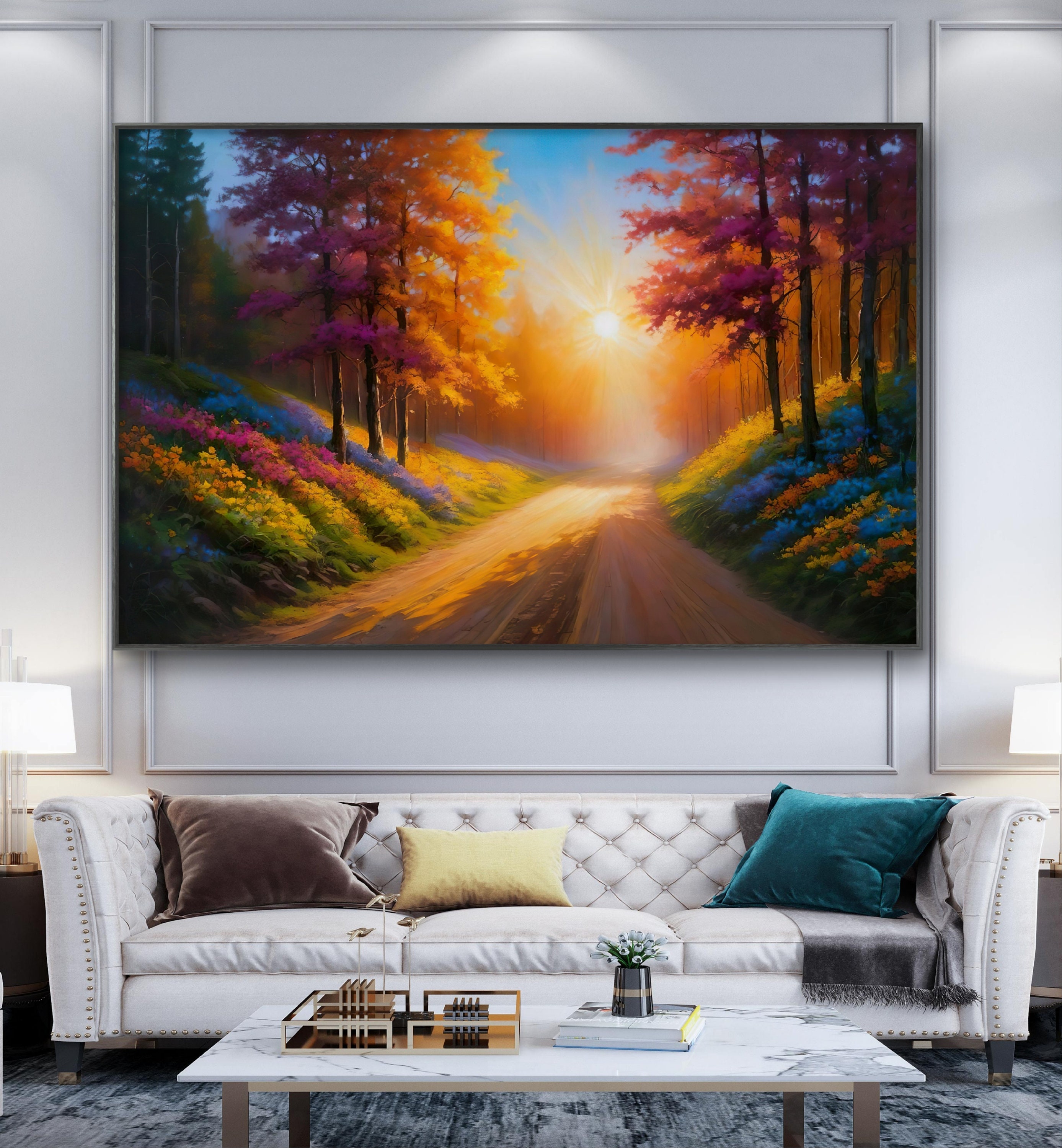 Printable of a Beautiful Nature Scenery Painting, Nature Painting ...