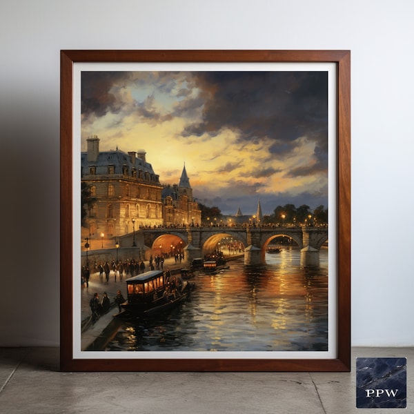 Vintage Pont Neuf Paris Printable Art - French Decor, Nostalgic Wall Art, Retro Seine River Bridge, Instant Download