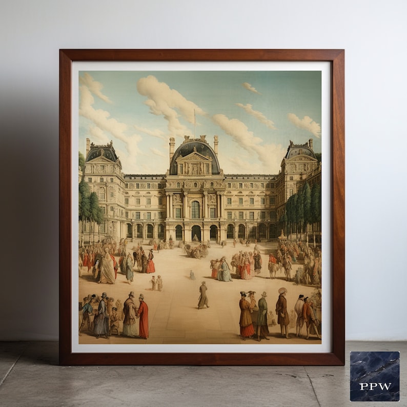 Vintage Louvre Museum Tapestry Printable Parisian Art Decor, Retro Wall