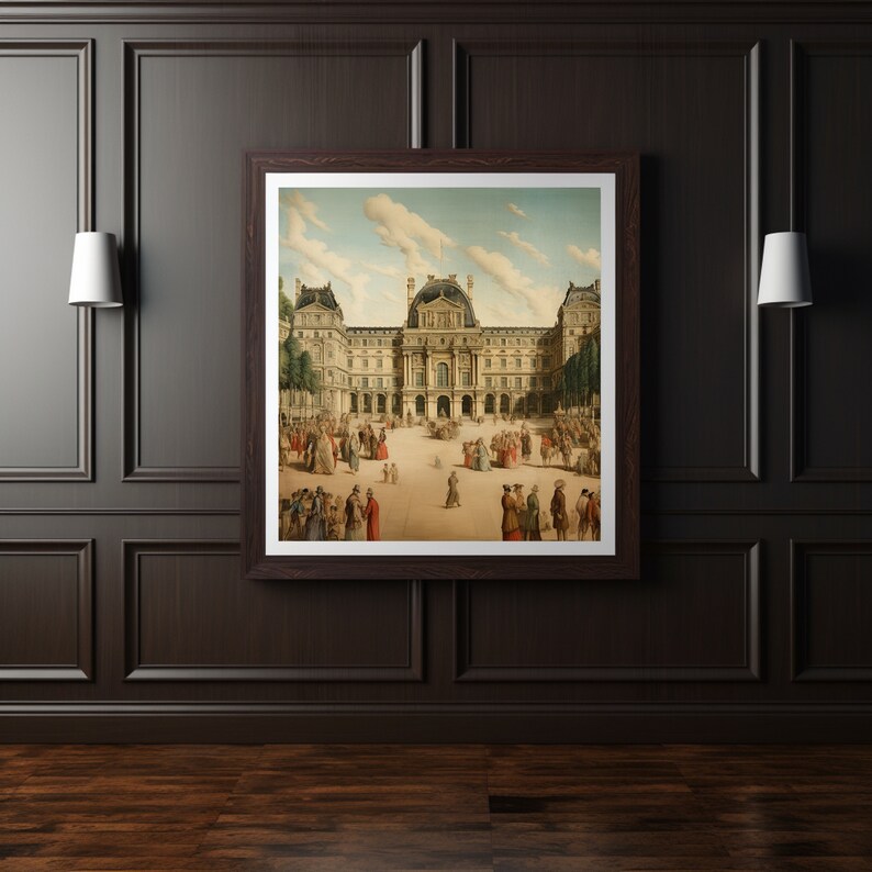Vintage Louvre Museum Tapestry Printable Parisian Art Decor, Retro Wall