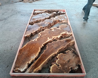 Live Edge Oleaster Wood Slab: Kiln Dried Burl Wood for Epoxy River Table