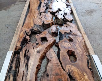 Rustic Olive Wood Slab: Live Edge Lumber for Epoxy Tables