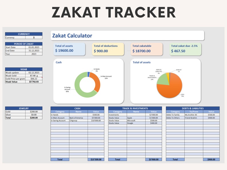 Zakat Calculator 2024 Spreadsheet Excel Zakat Gold Calculator Zakat in ...