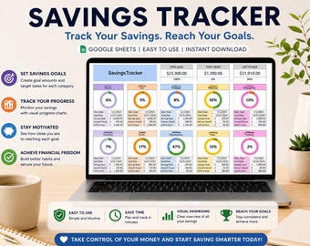 Reto de ahorro de dinero en Google Sheets | Hoja de cálculo de fondos de reserva | Hoja de cálculo de presupuesto | Gestión de efectivo | Panel de control financiero | Seguimiento de ahorros