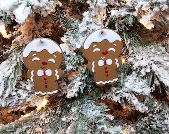 Adornos navideños de pan de jengibre - Paquete de 4