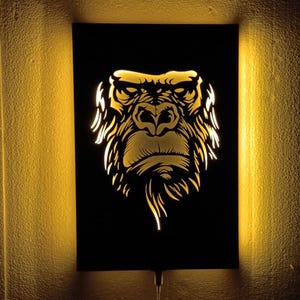 Affen-Silhouette-Laserschnittdatei, Tier-JPEG-PNG-Gravur, individuelle Wildtier-Schnittdatei zum Laserschneiden, einzigartiges Affen-Dekor-Design