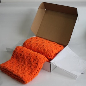 Cobertor de crochê para bebê, cobertor laranja brilhante feito à mão, cobertor aconchegante de malha, cobertor de pelúcia para bebê, presente para menina, presente para menino, presente para chá de bebê