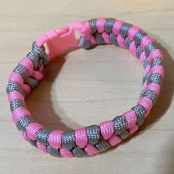 Fish Tail paracord bracelet - Pink/Gray