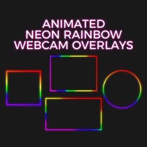 Sovrapposizioni webcam arcobaleno al neon animate Risorse di streaming minimaliste per Twitch Youtube