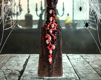 Gothic Unzipped Souls Bottle: Macabre Apothecary Decor, Haunted Halloween Prop