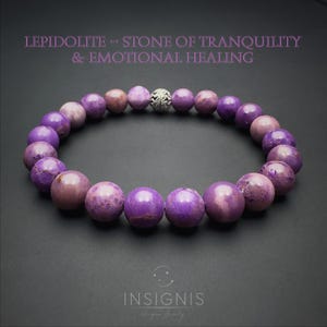 8mm Lepidolite Bracelet – Natural Purple Gemstone Jewelry, Crystal for Anxiety Relief & Emotional Healing