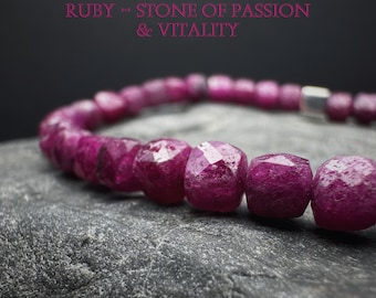 Ruby Bracelet 4mm – Natural Women's Gemstone Jewelry, Dainty Stacking Crystal, Love & Vitality, July Birthstone
