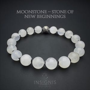 8mm Moonstone & Hematite Bracelet: Unique Natural Gemstone Beaded Bracelet for Balance and Intuition
