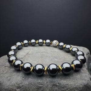 8mm Hematite Bracelet – Unique Men&#39;s Hematite Beaded Jewelry, Stone for Grounding & Strength