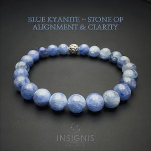 8 mm blauwe kyanietkralenarmband – natuurlijke blauwe edelsteensieraden, kristal voor uitlijning en duidelijkheid