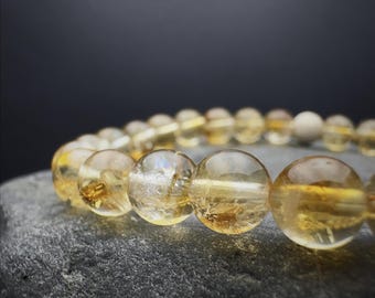Citrine Bracelet 6mm, November Birthstone Jewelry, Success and Positivity Natural Gemstone Bracelet