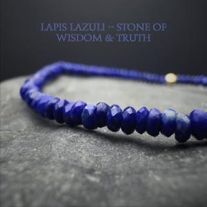 AAA Genuine Lapis Lazuli Beaded Bracelet with 14K Gold Filled bead | Dainty 3mm Faceted Rondelle Lapis Lazuli Gemstone | December Birthstone