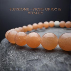Peach Sunstone Beaded Bracelet | Womens Sunstone Jewelry | Sunstone Stretch Bracelet | High Quality Gemstone | Gift for her | 6mm Sunstone