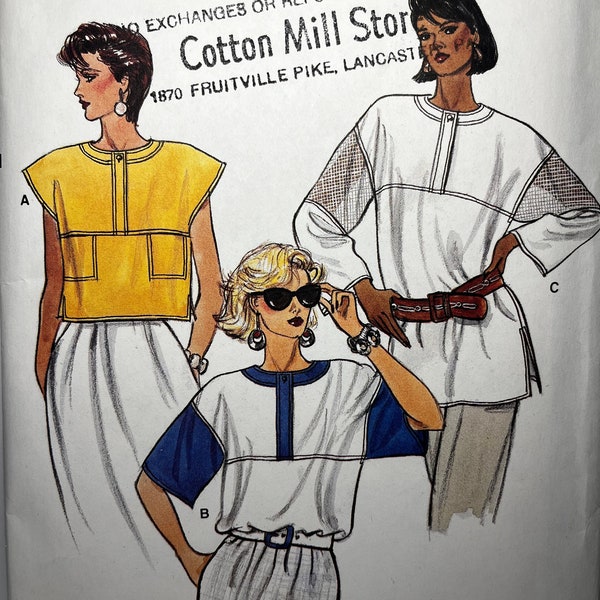 Bust 31.5-34, Boxy, Drop Shoulder Tops, Vogue 9264 Sewing Pattern