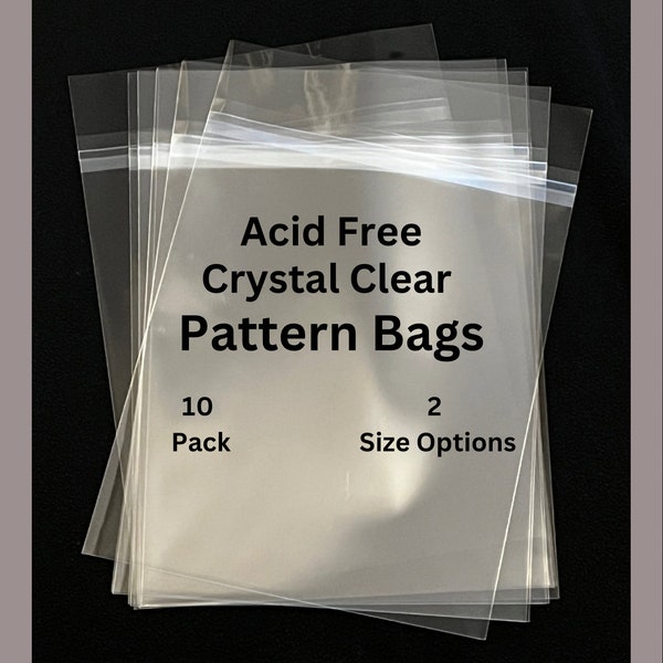 7”x9” Pack of 10 Acid Free, Crystal Clear Storage Bags for Sewing Patterns